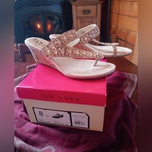 New York Transit Great Valor Jeweled Wedge Sandals